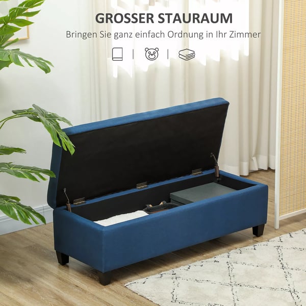 HOMCOM Säilytyspenkki Tuftattu Sininen Polyesteri 125cm