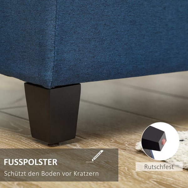 HOMCOM Säilytyspenkki Tuftattu Sininen Polyesteri 125cm