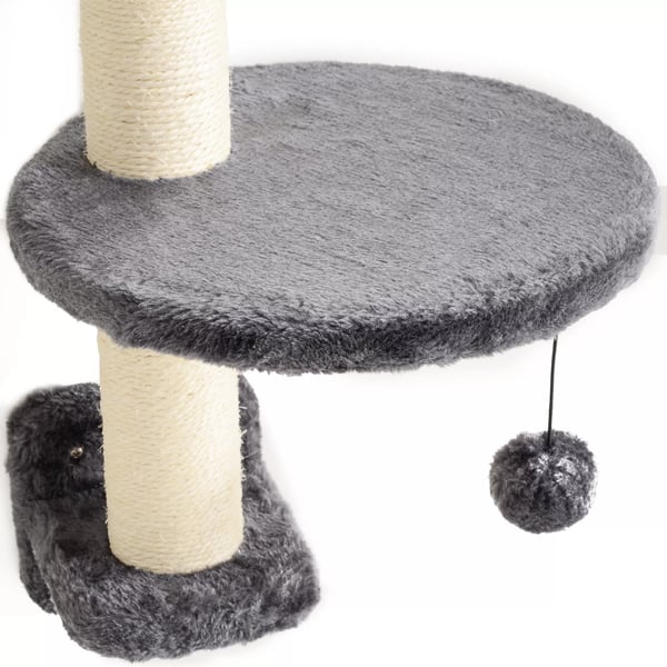 PawHut Katte Klatrevæg 4-delt Sæt med Hængekøje & Platforme - Mørkegrå, Polyester
