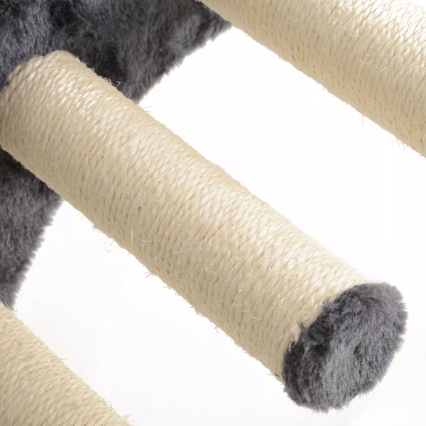 PawHut Katte Klatrevæg 4-delt Sæt med Hængekøje & Platforme - Mørkegrå, Polyester