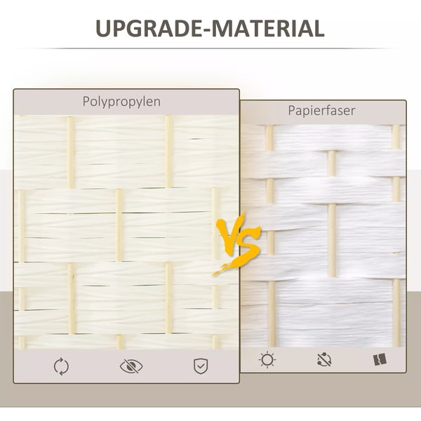 HOMCOM 4-panelet rumdeler, foldbar, fletmønster, fyrretræsramme, hvid