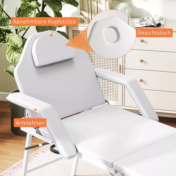 HOMCOM Massagebriks, Justerbar, Foldbar, Kunstlæder/Skum, Hvid, Max 220kg