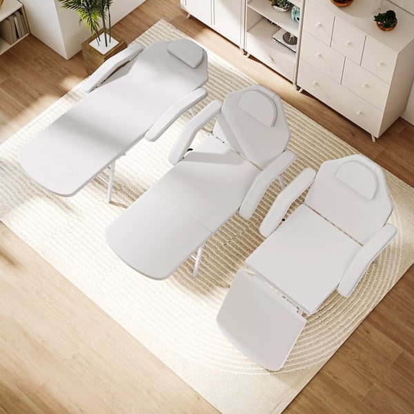 HOMCOM Massagebriks, Justerbar, Foldbar, Kunstlæder/Skum, Hvid, Max 220kg