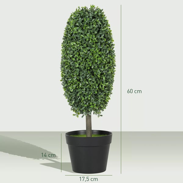 HOMCOM 2 stk Kunstige planter, UV-bestandige, plastik, cement, grøn, 60cm