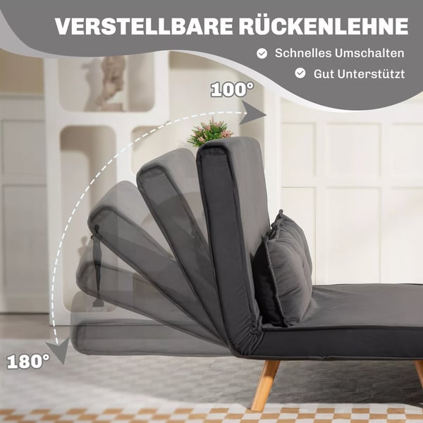 2-sits bäddsoffa, justerbar, mörkgrå polyester