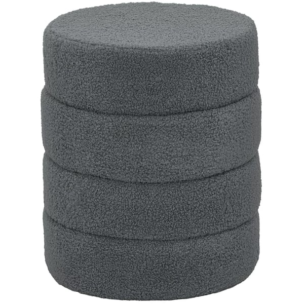 HOMCOM Rund Taburet i Mørkegrå Teddyfleece med Stålramme - Behagelig & Stilfuld Fodskammel/Siddemøbel (Ø40x45H cm)