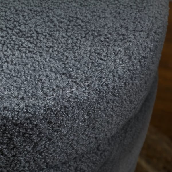 HOMCOM pyöreä jakkarapallukka, teddyfleece, metallirunko, tummanharmaa, Ø40x45cm