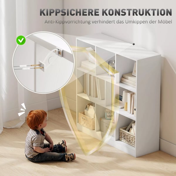 HOMCOM Reol/Bogreol m. 8 rum, 97,5x30x100 cm, Hvid, MDF