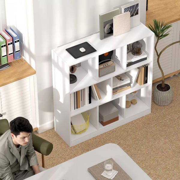 HOMCOM Reol/Bogreol m. 8 rum, 97,5x30x100 cm, Hvid, MDF