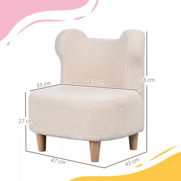 AIYAPLAY BFrnestol, Beige - Plysset SBstol med BjFrneFrer og FleecbetrFk