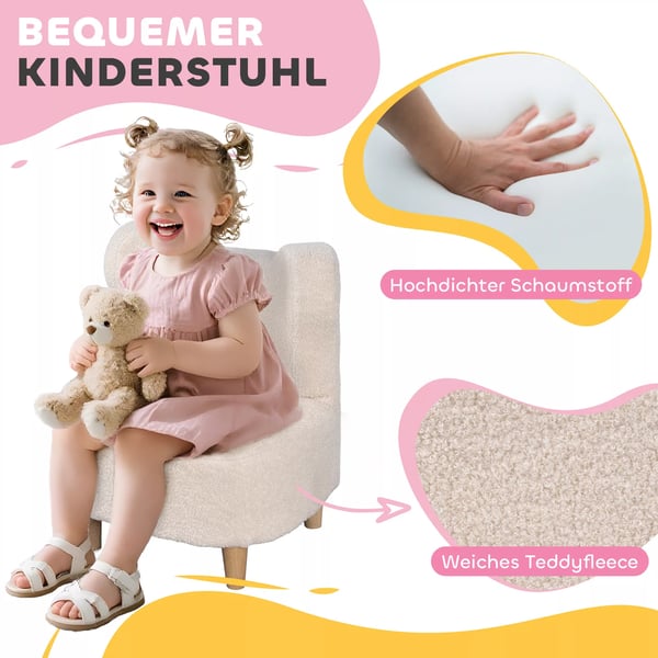 AIYAPLAY BFrnestol, Beige - Plysset SBstol med BjFrneFrer og FleecbetrFk
