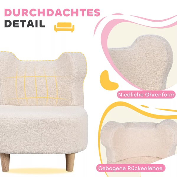 AIYAPLAY BFrnestol, Beige - Plysset SBstol med BjFrneFrer og FleecbetrFk