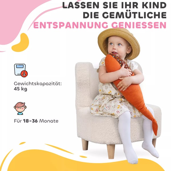 AIYAPLAY BFrnestol, Beige - Plysset SBstol med BjFrneFrer og FleecbetrFk