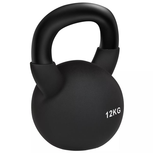 Kettlebell støbejern neoprenbelægning gulvskånende svingvægt sort 12 kg Kettlebell støbejern neoprenbelægning gulvskånende svingvægt sort 12 kg