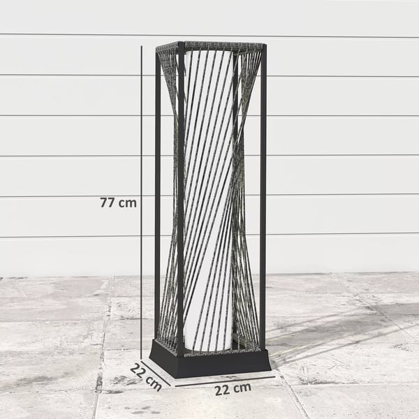 Solcellelampe PE-Rattan Grau m. Lyssensor, 25 LED IP44 Vandtæt, Havebelysning