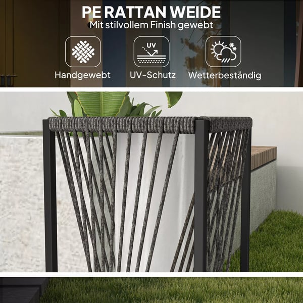 Solcellelampe PE-Rattan Grau m. Lyssensor, 25 LED IP44 Vandtæt, Havebelysning