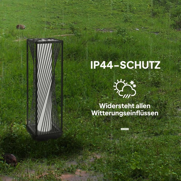 Solcellelampe PE-Rattan Grau m. Lyssensor, 25 LED IP44 Vandtæt, Havebelysning