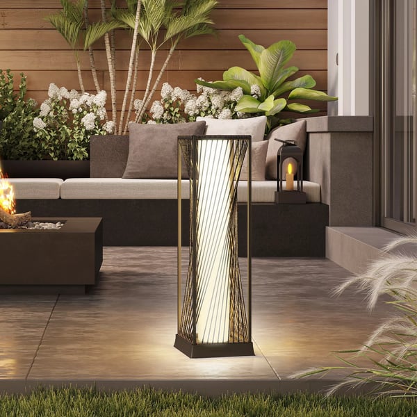 Solcellelampe PE-Rattan Grau m. Lyssensor, 25 LED IP44 Vandtæt, Havebelysning