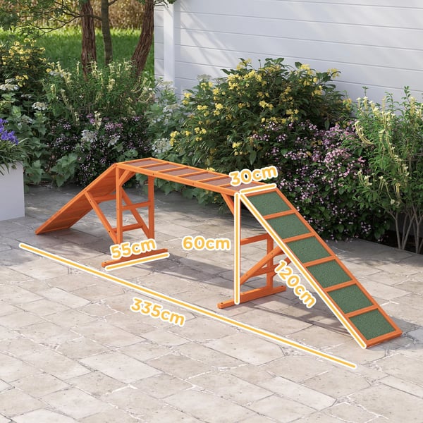 PawHut Hund Agility Bro af Grantræ, Orange, 325x55x69 cm