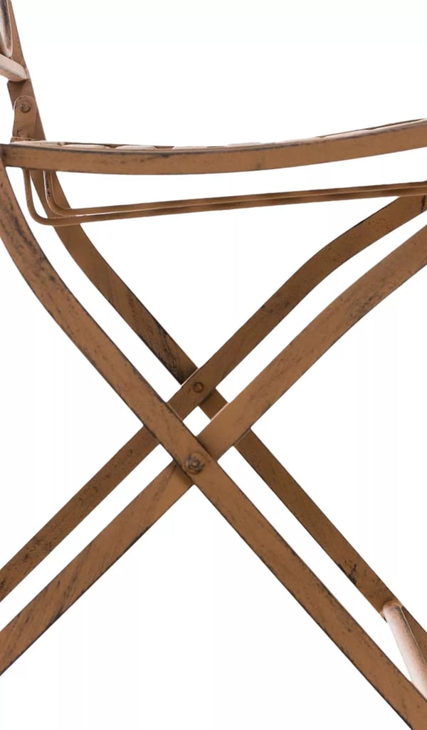 Sæt med 2 Sibell Antik Brune Metal Foldbare Havestole med Håndlavede Detaljer