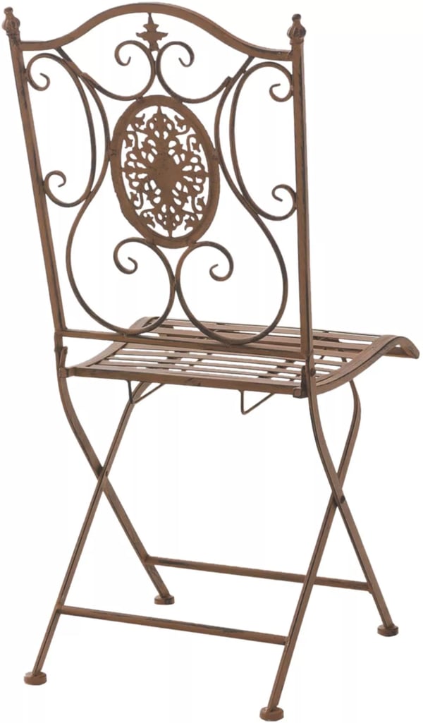 Sæt med 2 Sibell Antik Brune Metal Foldbare Havestole med Håndlavede Detaljer