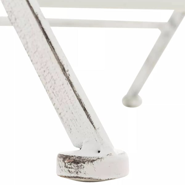 Sæt med 2 Sibell Foldbare Havestole, Antikhvid Metal med Håndlavet Nostalgisk Flair, Pladsbesparende Design