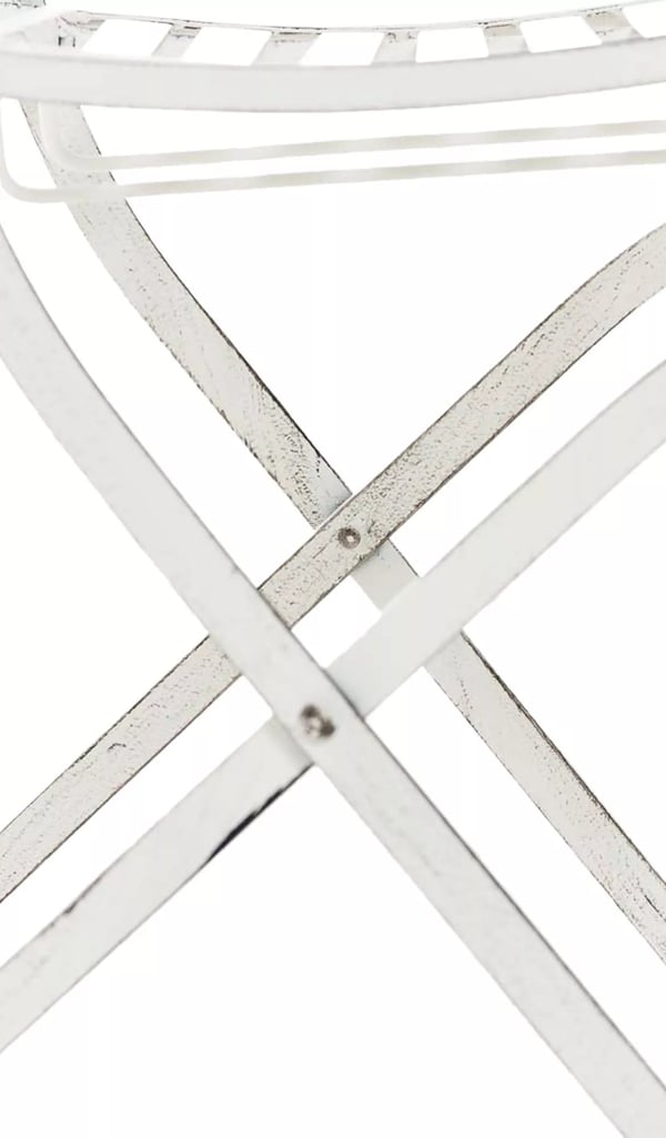 Sæt med 2 Sibell Foldbare Havestole, Antikhvid Metal med Håndlavet Nostalgisk Flair, Pladsbesparende Design
