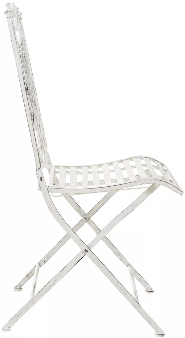 Sæt med 2 Sibell Foldbare Havestole, Antikhvid Metal med Håndlavet Nostalgisk Flair, Pladsbesparende Design