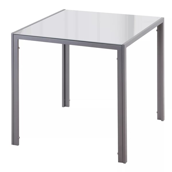 HOMCOM Spisebord - Kvadratisk Bordplade af Hærdet Glas, Mørkegrå, 75x75x75 cm