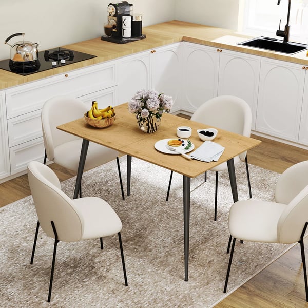 HOMCOM Udtrækkeligt Spisebord 120/160 x 75 cm i Naturtræ og Stål - Ideel til 6-8 Personer