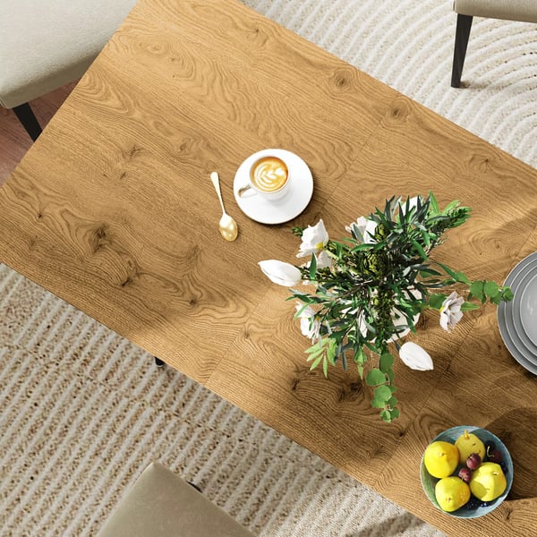 HOMCOM Udtrækkeligt Spisebord 120/160 x 75 cm i Naturtræ og Stål - Ideel til 6-8 Personer