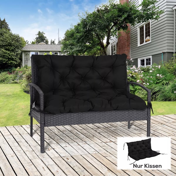Outsunny 3-sædet Bænkpude, Polyester/Skum, Sort, 100x98x8 cm