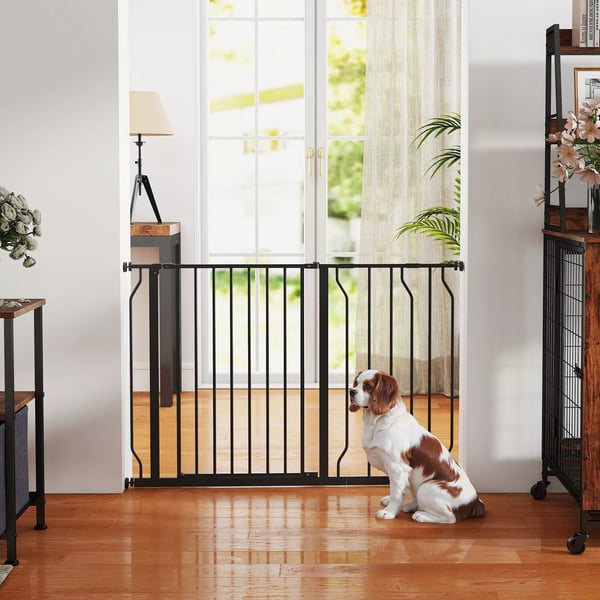 PawHut turvaportti koirille ja vauvoille - säädettävä 75-115cm, teräs/ABS, musta
