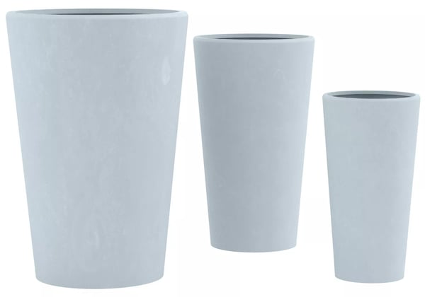 3 x Harmaa Fiberclay Istutusruukku Set