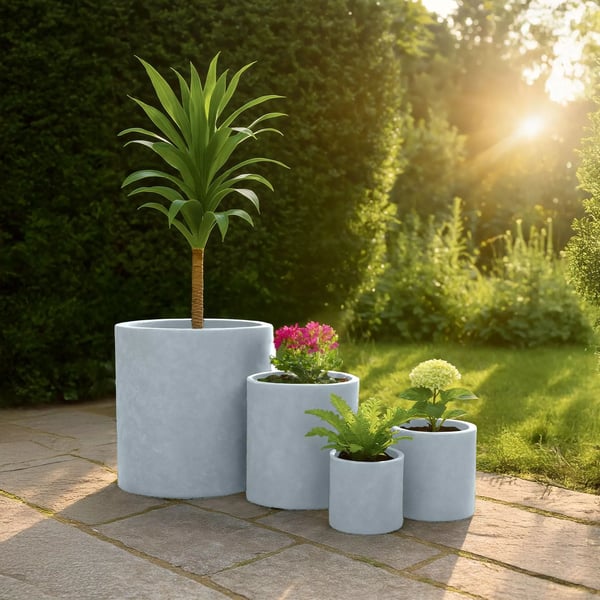 4 kpl Fiberclay Istutusruukkusetti, Harmaa