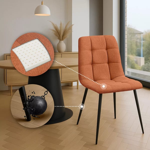 Tilde Spisebordsstol i Stof - Orange med Metalstel