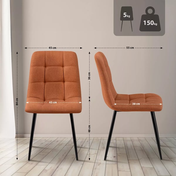 Tilde Spisebordsstol i Stof - Orange med Metalstel