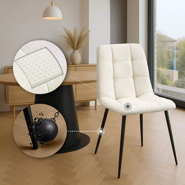 Tilde Kangasruokatuolit, 2 kpl, Cream, Metallirunko