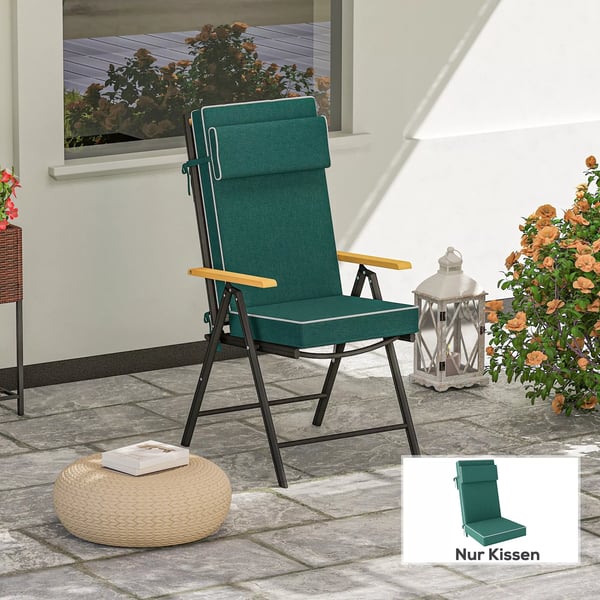 Outsunny Sædehynde i Grøn Polyester - Vandafvisende Nakkestøtte & UPF50+ - 120x47x9.5 cm