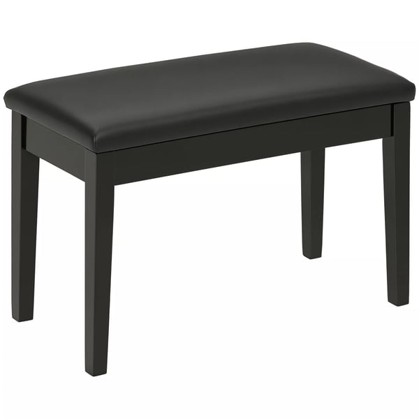 HOMCOM Pianobänk i svart gummiträ och konstläder, justerbar och med förvaring, 75x35x49 cm