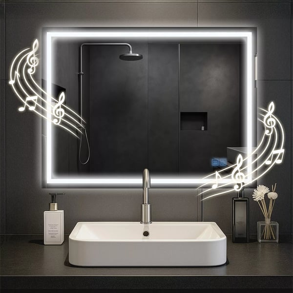 Jaffrey 60x80cm LED Badrumsspegel med Bluetooth, Anti-Imma och Dimbar Belysning - Klart Glas