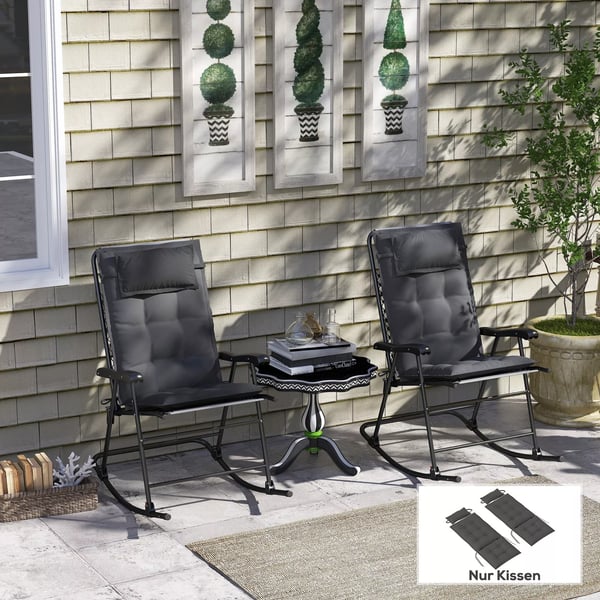 Outsunny 2 stk. hynde til solvogn, mørkegrå polyester, vandafvisende liggehynde 50x116x5 cm