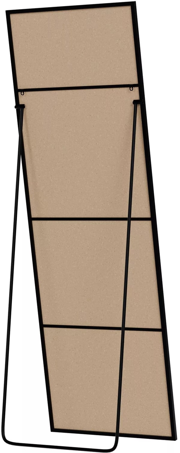 Benicia Sort-Mat Metalramme Stående eller Vægspejl, 150x50 cm, Klart Glas