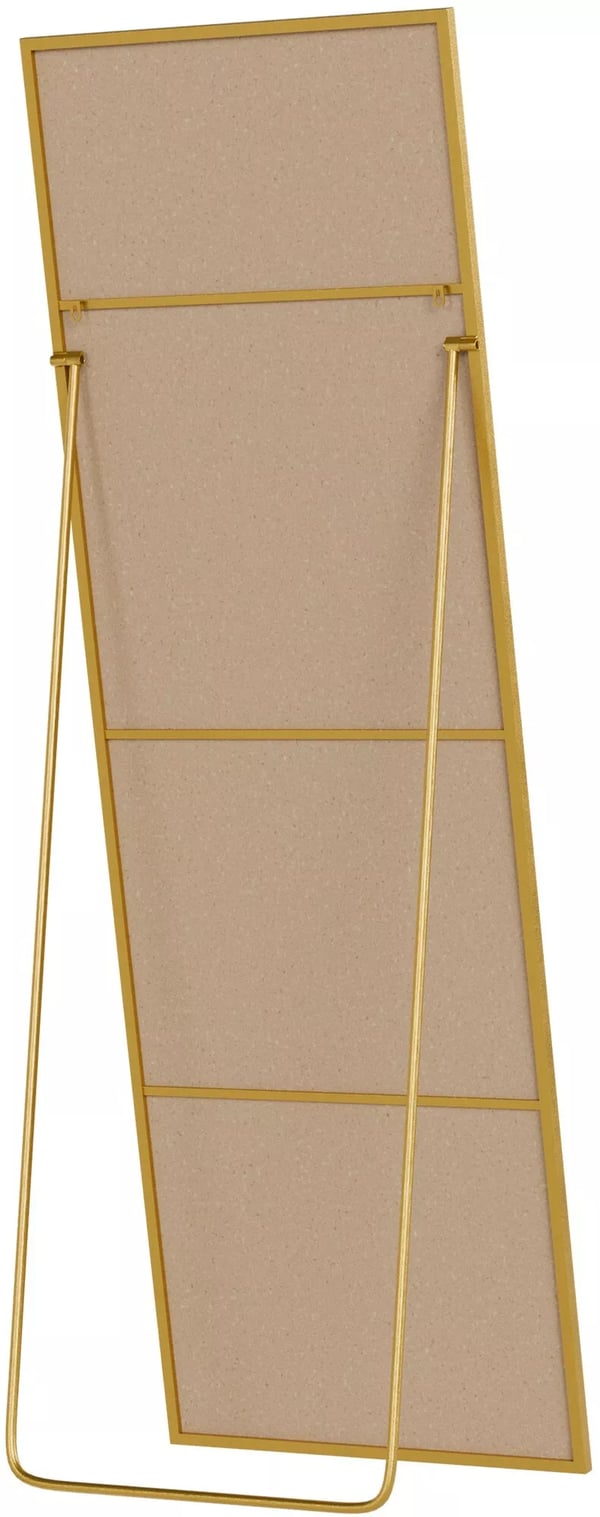Benicia 150x50 cm Stående og Vægspejl - Blank Guld Metalramme, Klart Glas