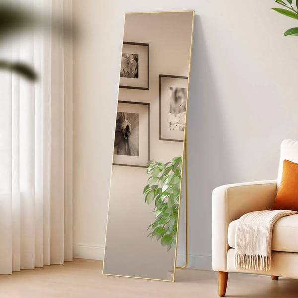 Benicia Spejl 140x40 cm - Blank Guld Metalramme