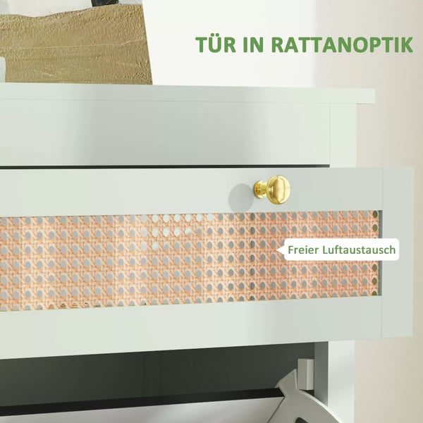 HOMCOM Skoskab med 2 klapper 12 par sko, grøn, træmateriale 88x30x120 cm