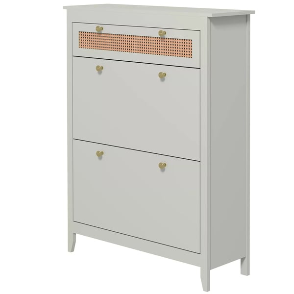 HOMCOM skoskåp med 2 fällbara dörrar, skokippare med låda, skoställ, skokommod för 12 par skor, skohylla för entré, hall 88 x 30 x 120 cm, grön