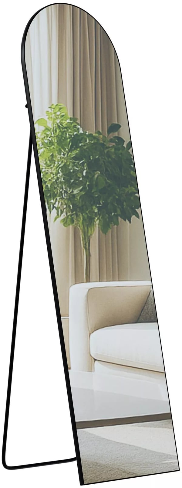 Moline Helkropsspejl 140x40 cm, Sort Mat Metalramme, Klart Glas