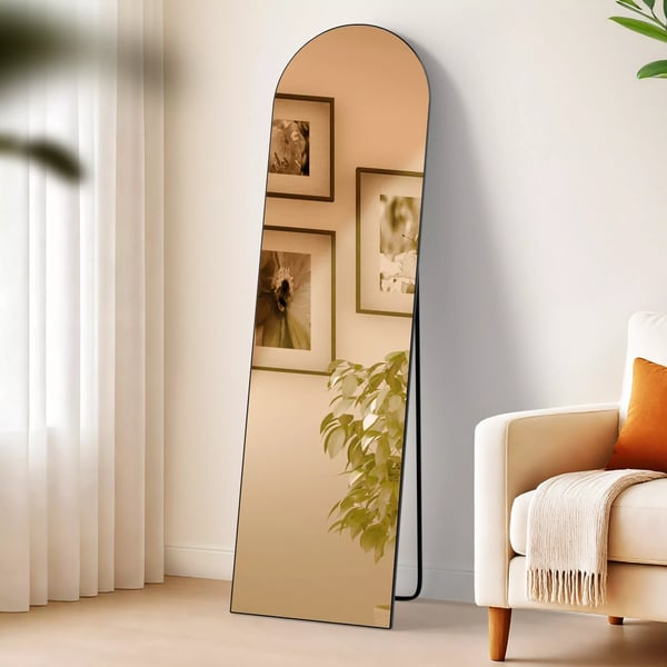 Moline Helkropsspejl 140x40 cm, Sort Mat Metalramme, Klart Glas