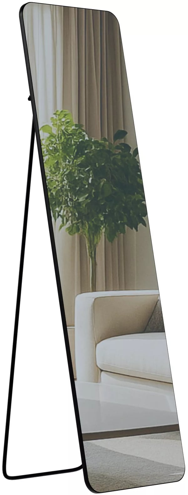 Gurnee gulv- og vægspejl, sort mat metalramme, 140x40 cm